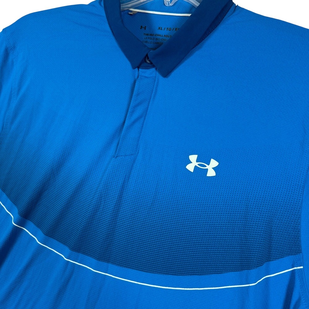 Under‎ Armour Iso Chill Polo Shirt Mens XL Blue HeatGear Athletic Golf